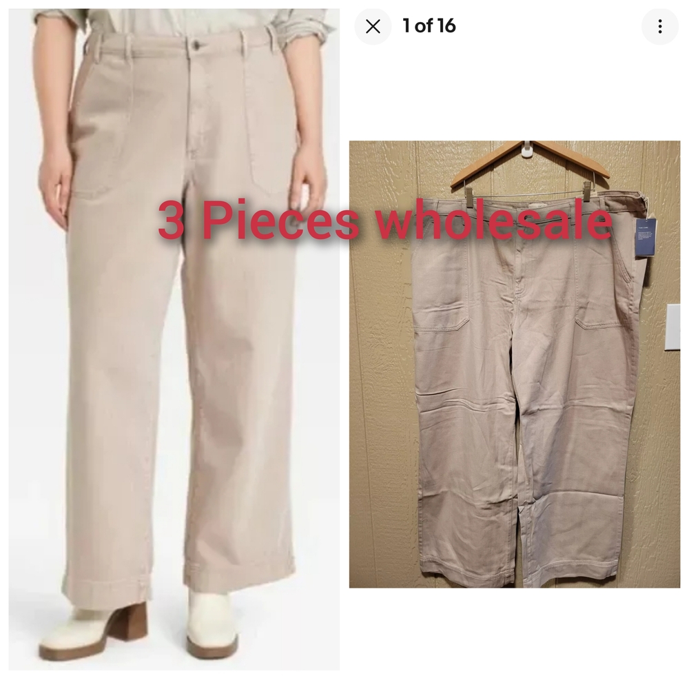 3 Piece Beige Wide-Leg Pants‎ Plus Size 26